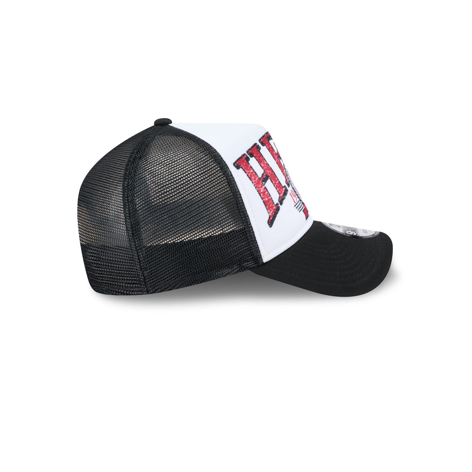 Miami Heat Distressed 9FORTY A-Frame Trucker Hat Male Product Image