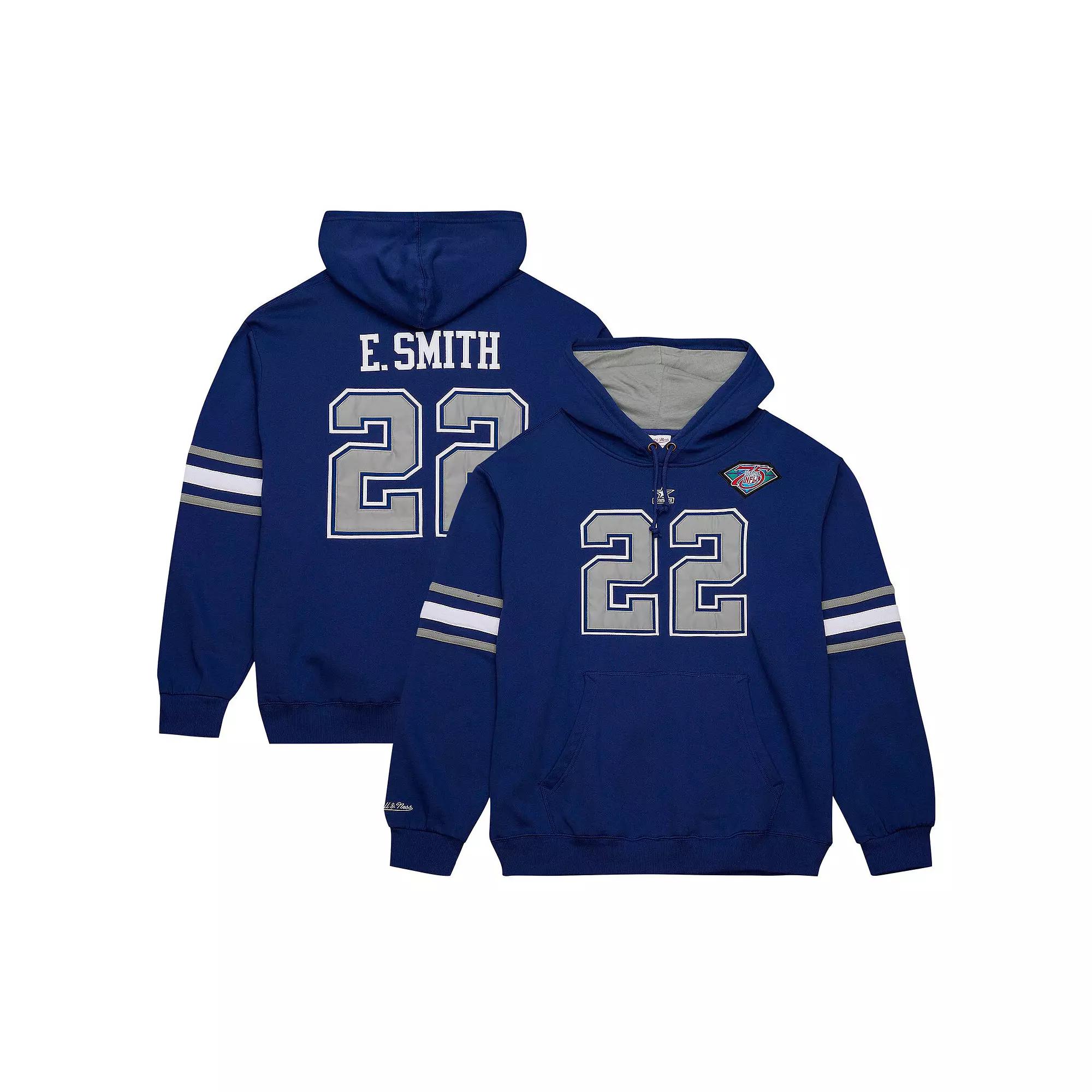 Men's Mitchell & Ness Emmitt Smith Navy Dallas Cowboys Retired Player Name & Number Pullover Hoodie,  Product Image