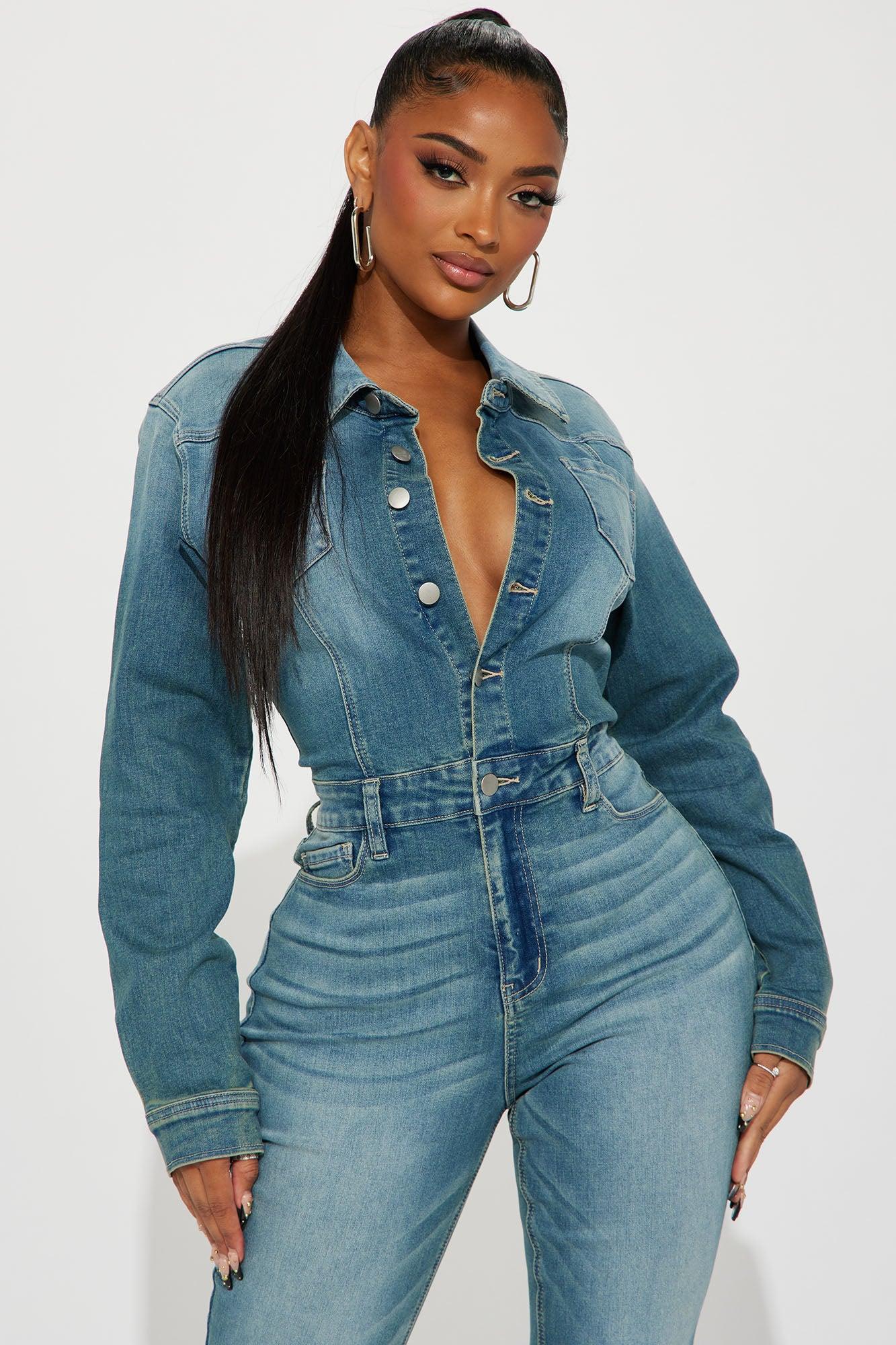 Playing Games Denim Jumpsuit - Denim Product Image