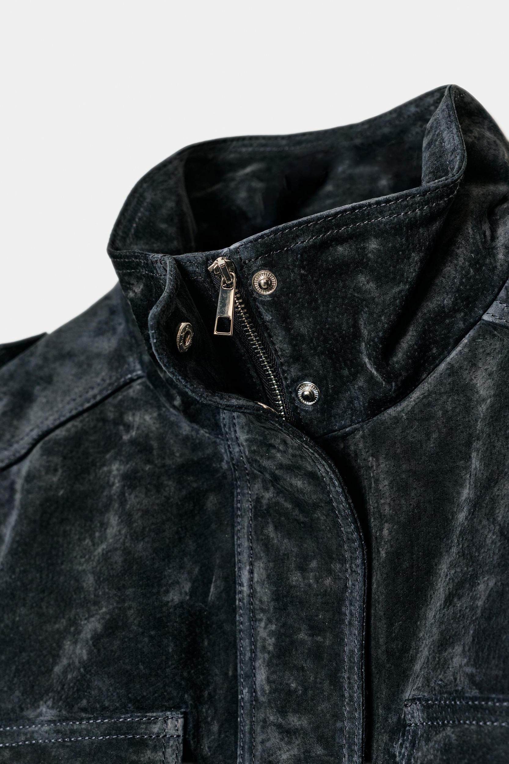 100% SUEDE LEATHER JACKET WITH POCKETS Product Image