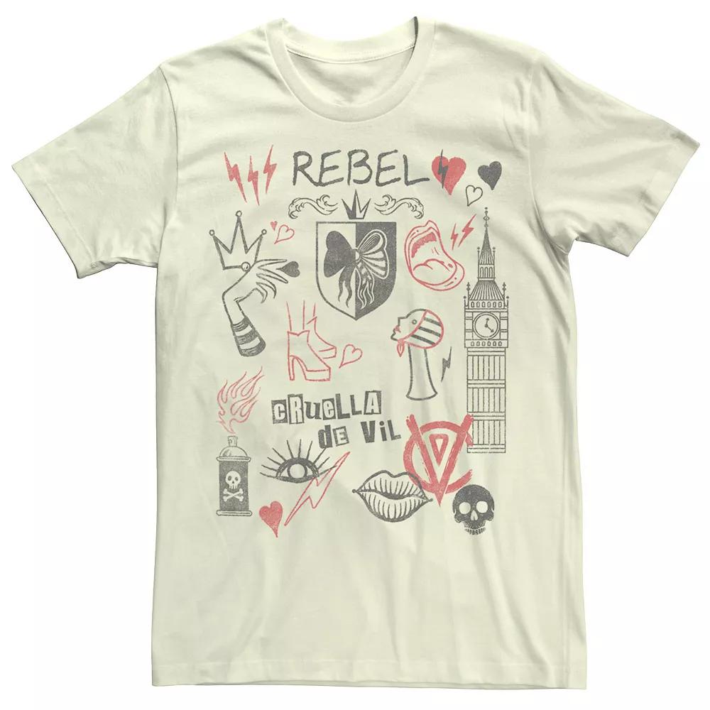 Disney's Cruella De Vil Men's Rebel Fashion Sketches Tee,  Product Image