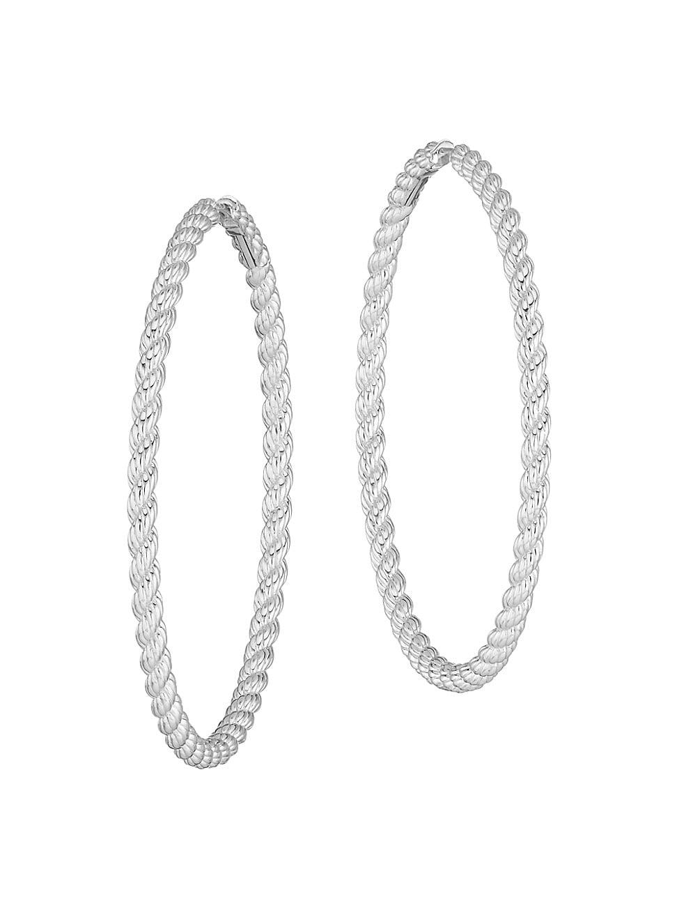 Womens Twist Sterling Silver Thin Hoop Earrings Product Image