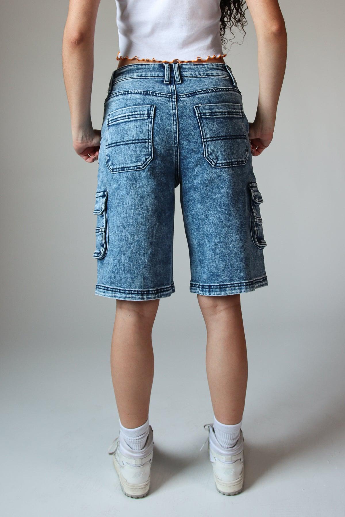 Acid Wash Cargo Jorts Product Image