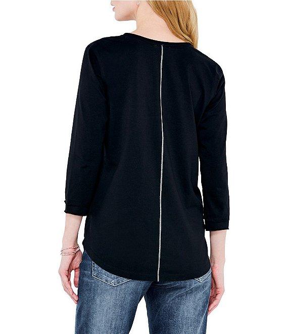 NIC + ZOE Perfect Knit V-Neck 3/4 Sleeve Tee Shirt Product Image