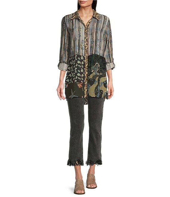 John Mark Mix Print Point Collar Long Sleeve Tunic Product Image
