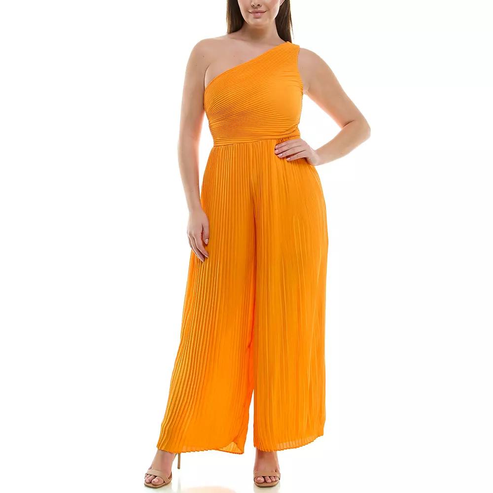 Women's Nicole Miller One Shoulder Pleated Jumpsuit, Size: 6, Pink Product Image