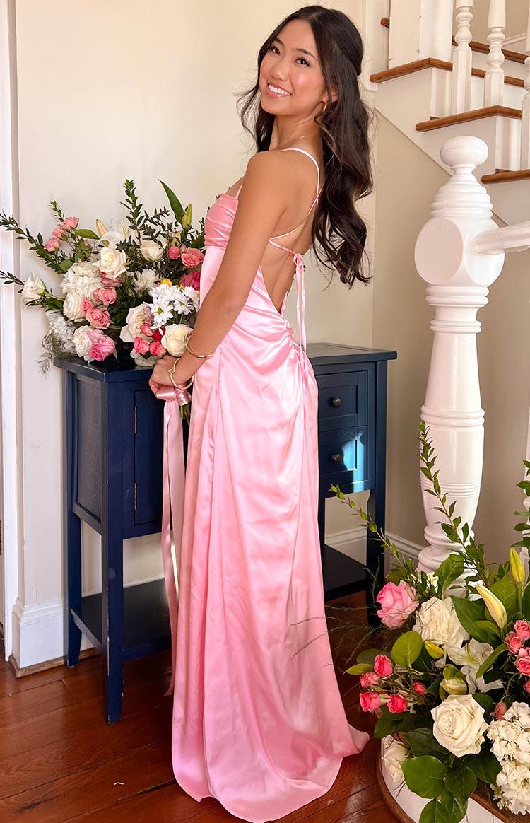 Blaise Pink Satin Maxi Dress Baby Product Image