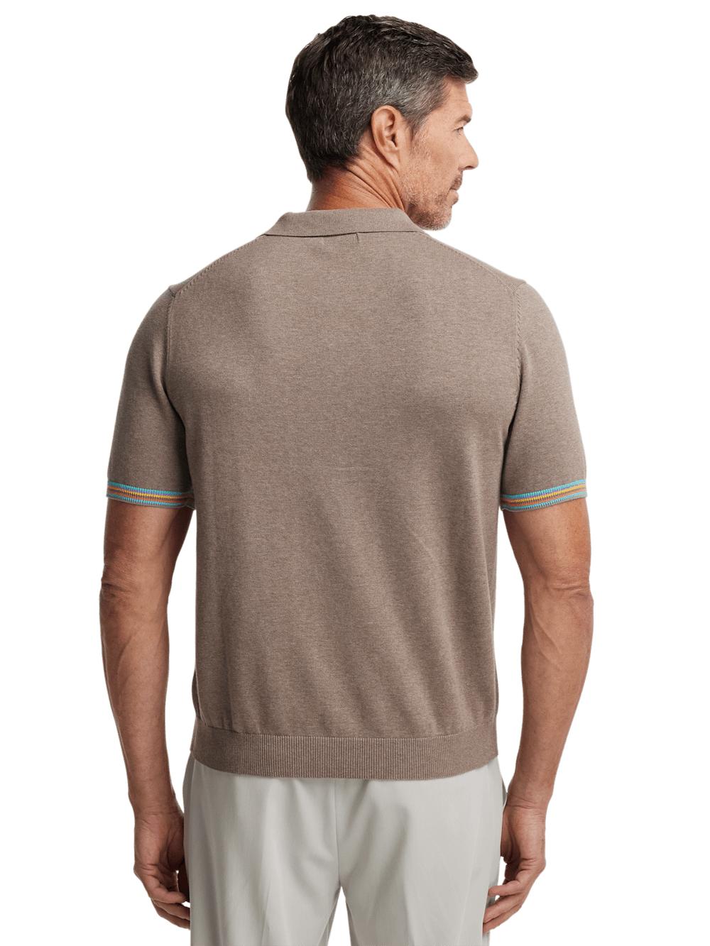 Cotton Three Button Polo - Brown Product Image