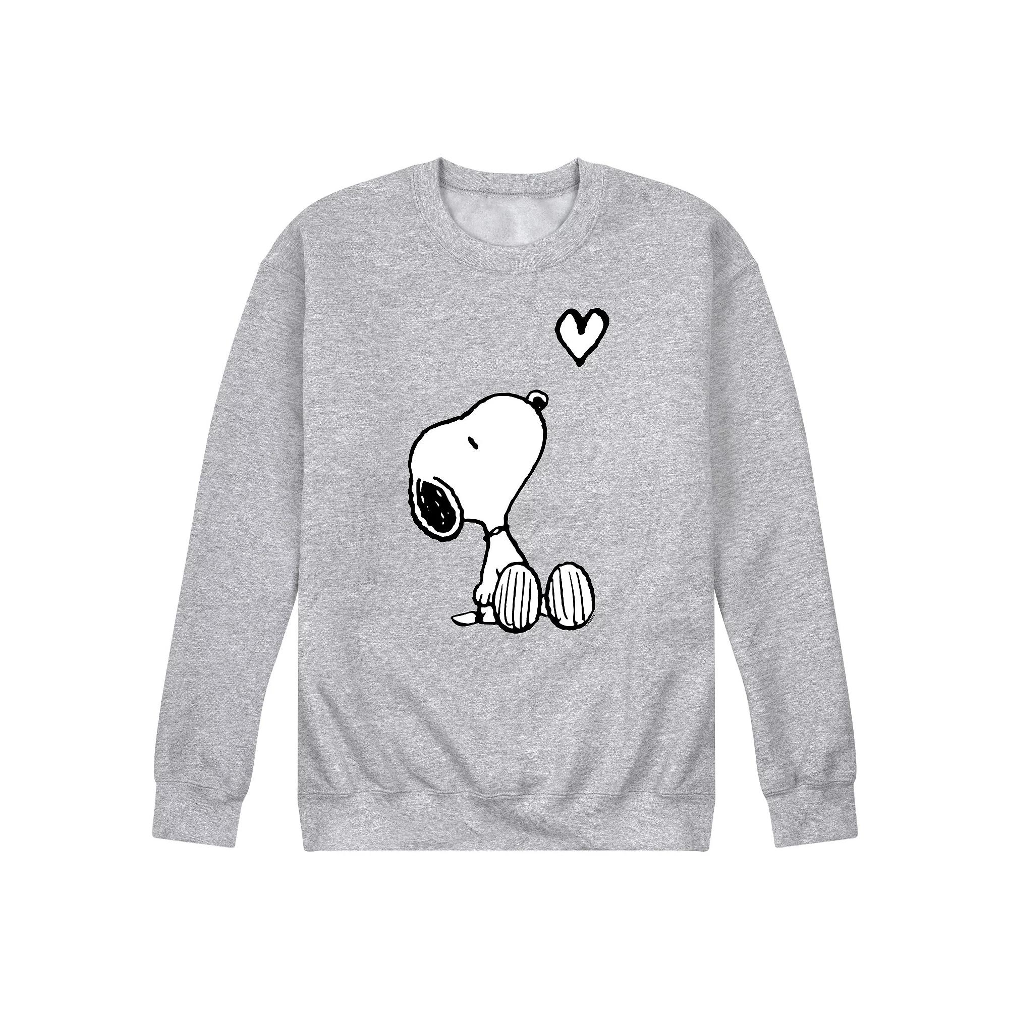 Men's Peanuts Snoopy White Heart Graphic Sweatshirt,  Product Image