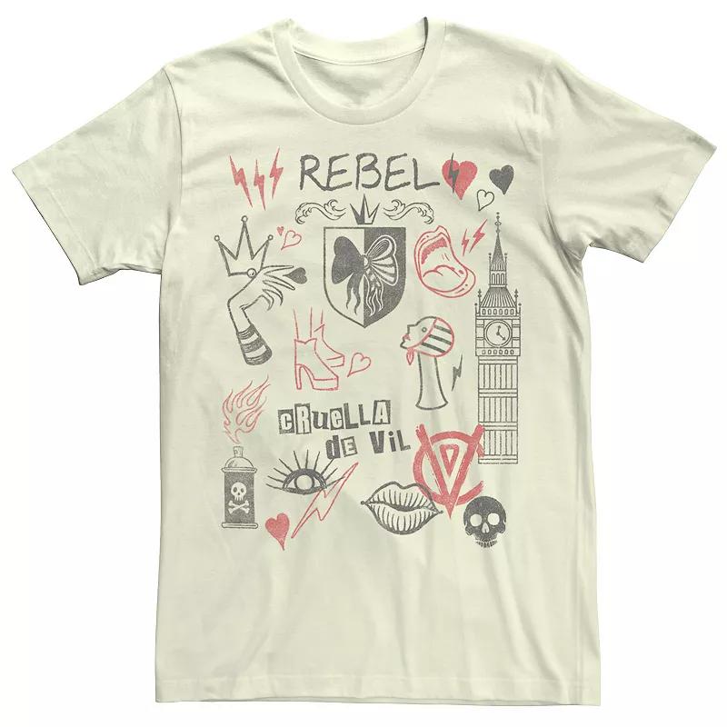 Disney's Cruella De Vil Men's Rebel Fashion Sketches Tee,  Product Image