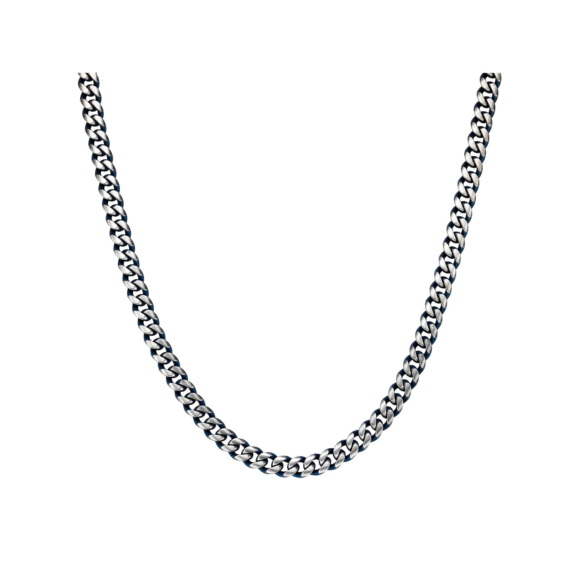 Men's LYNX Blue Ion-Plated Stainless Steel 5mm Curb Link Chain Necklace, Size: 22", Blue Tone Product Image