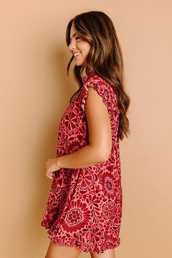 Rose Sangria Floral Mini Dress Product Image