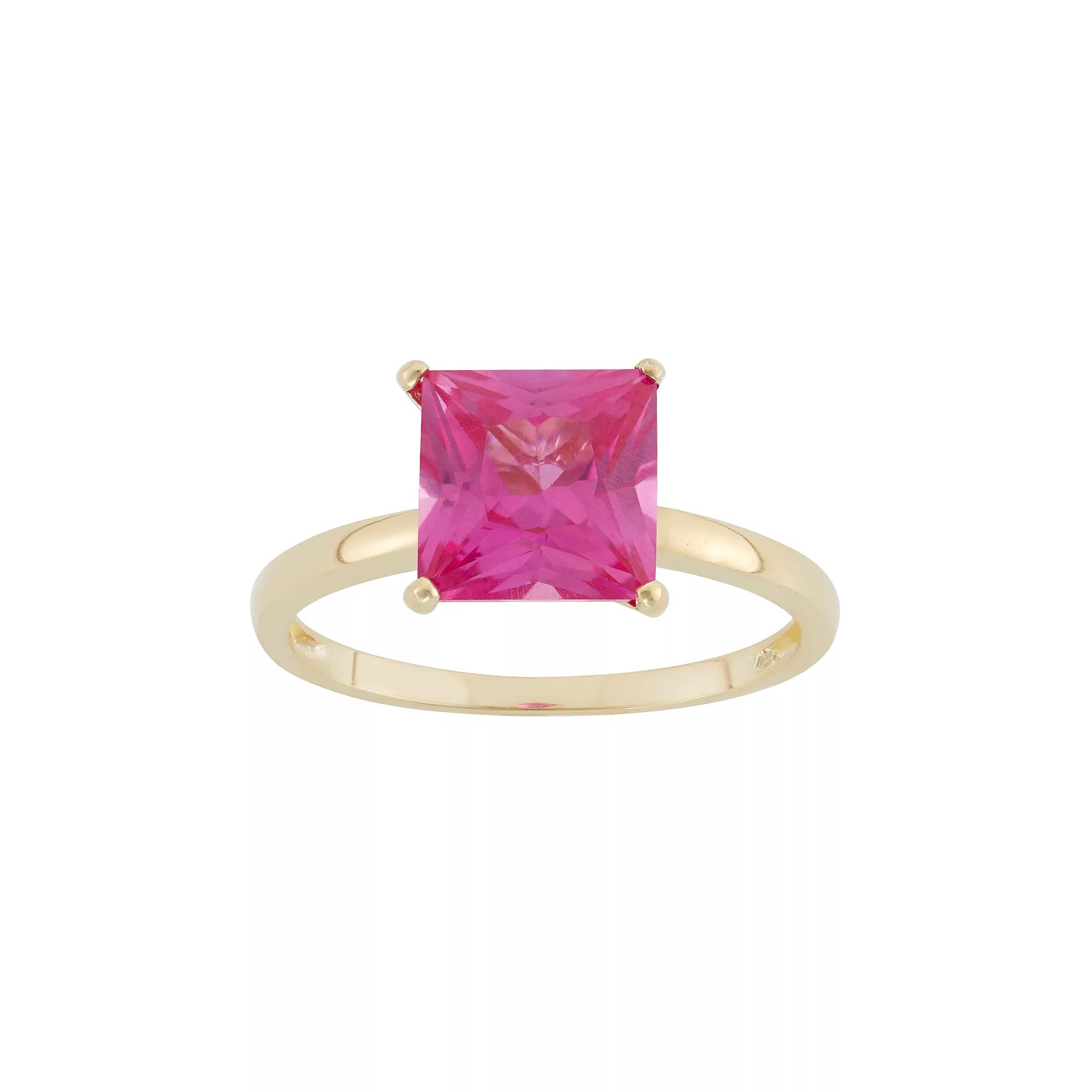 Designs by Gioelli Lab-Created Pink Sapphire 10k Gold Ring, Women's, Size: 6 Product Image