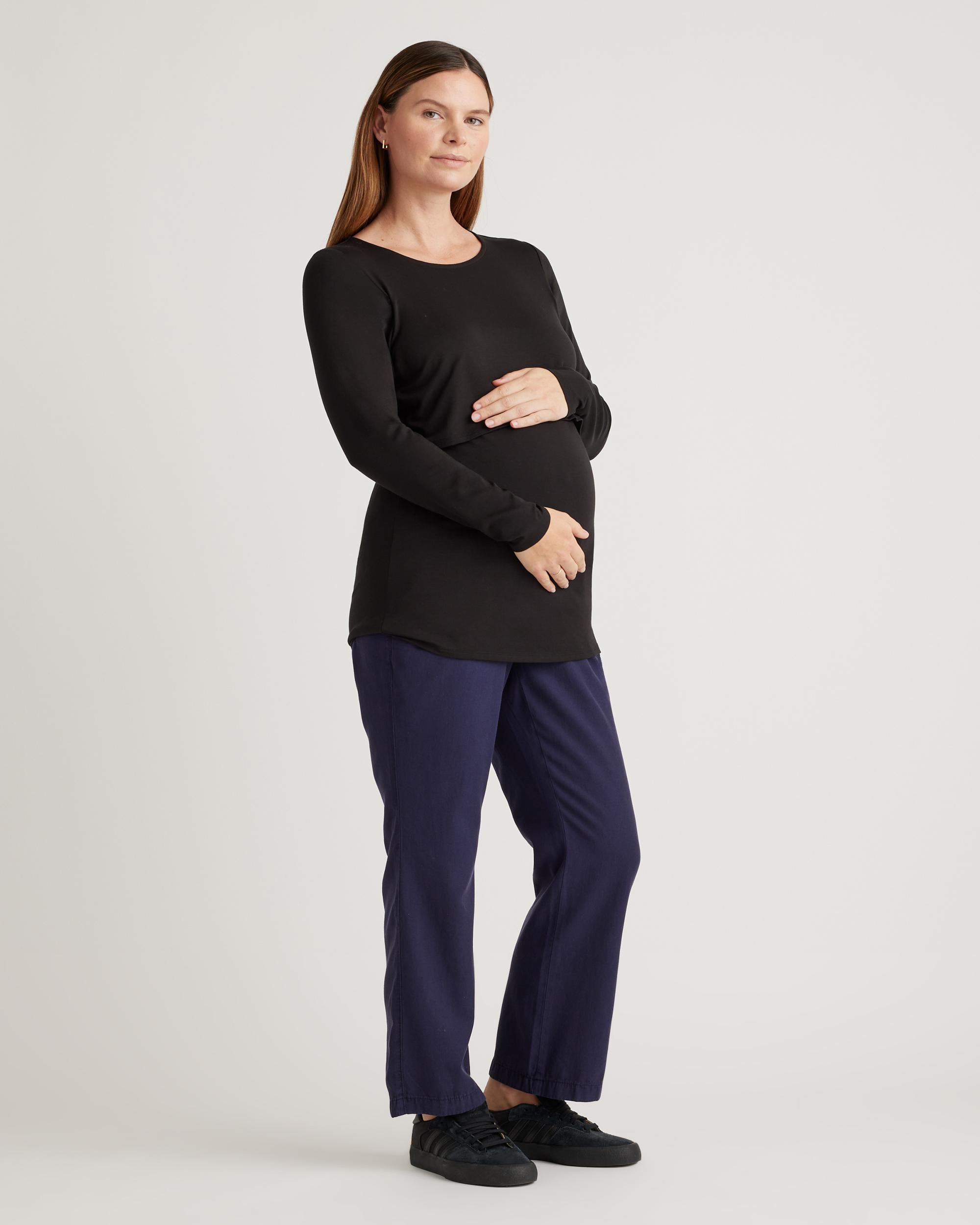 Quince | Women's Tencel Jersey Maternity & Nursing Long Sleeve Relaxed Fit T-Shirt 2-Pack Size XS, Lenzing Modal Product Image