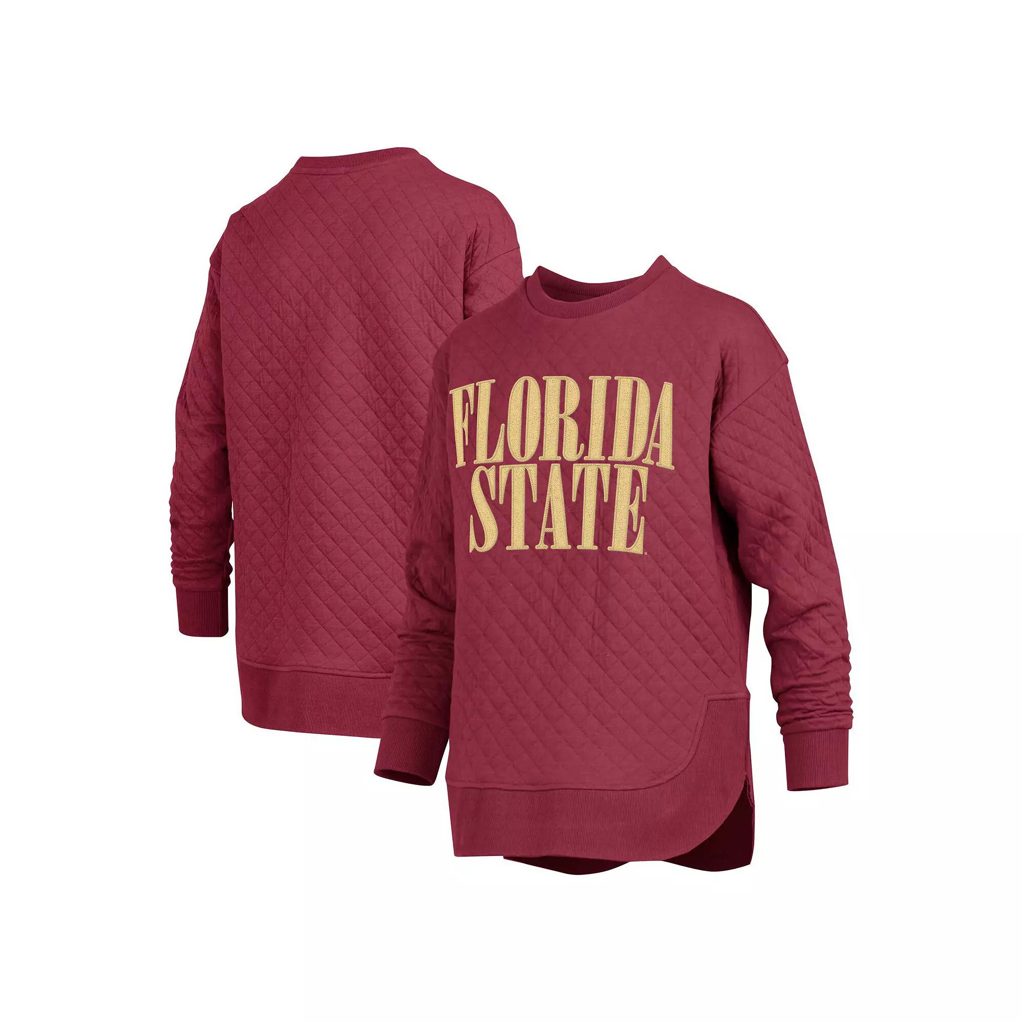 Women's Pressbox Garnet Florida State Seminoles Quilted Long Sleeve Pullover Sweatshirt,  Product Image