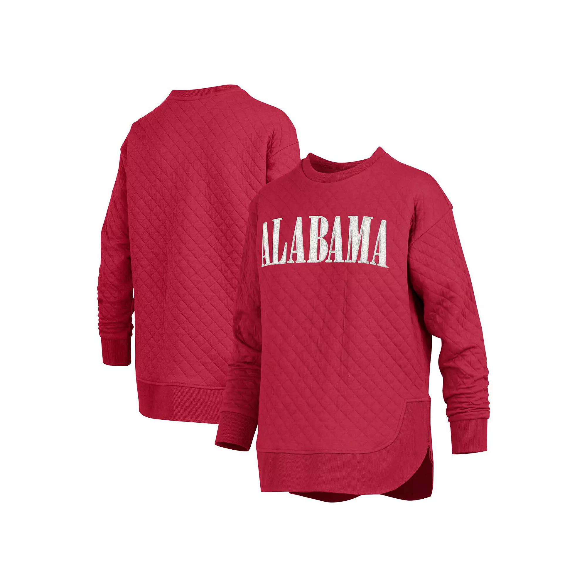 Women's Pressbox Crimson Alabama Crimson Tide Quilted Long Sleeve Pullover Sweatshirt,  Product Image