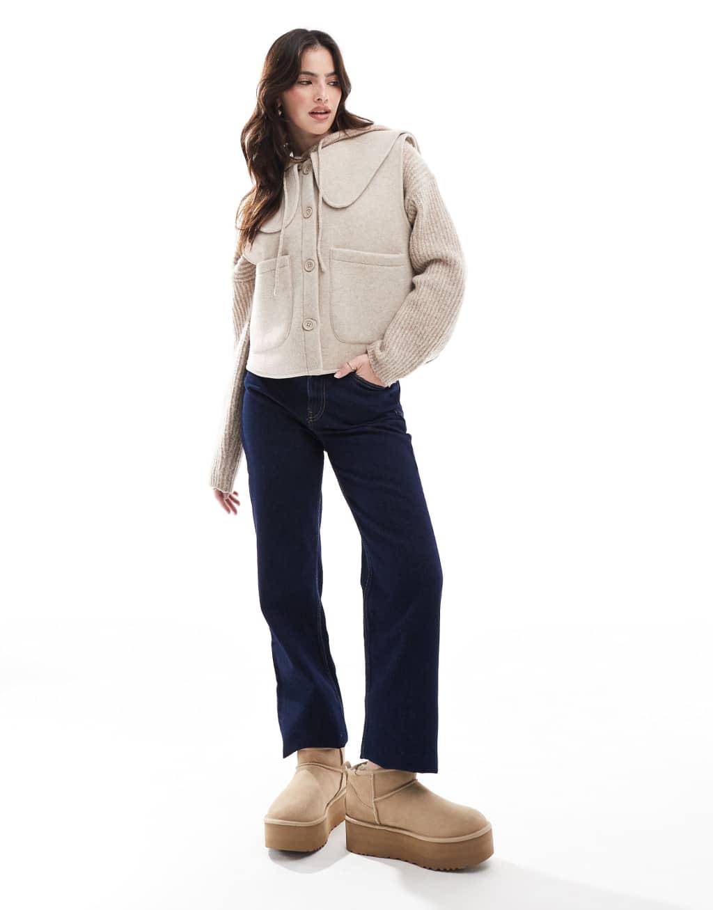 ASOS DESIGN sleeveless peter pan collared button through vest Product Image