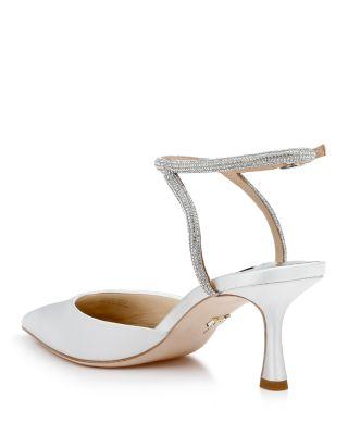 Women's Autumn Pointed Toe Pavé Embellished Mid Heel Pumps   Product Image