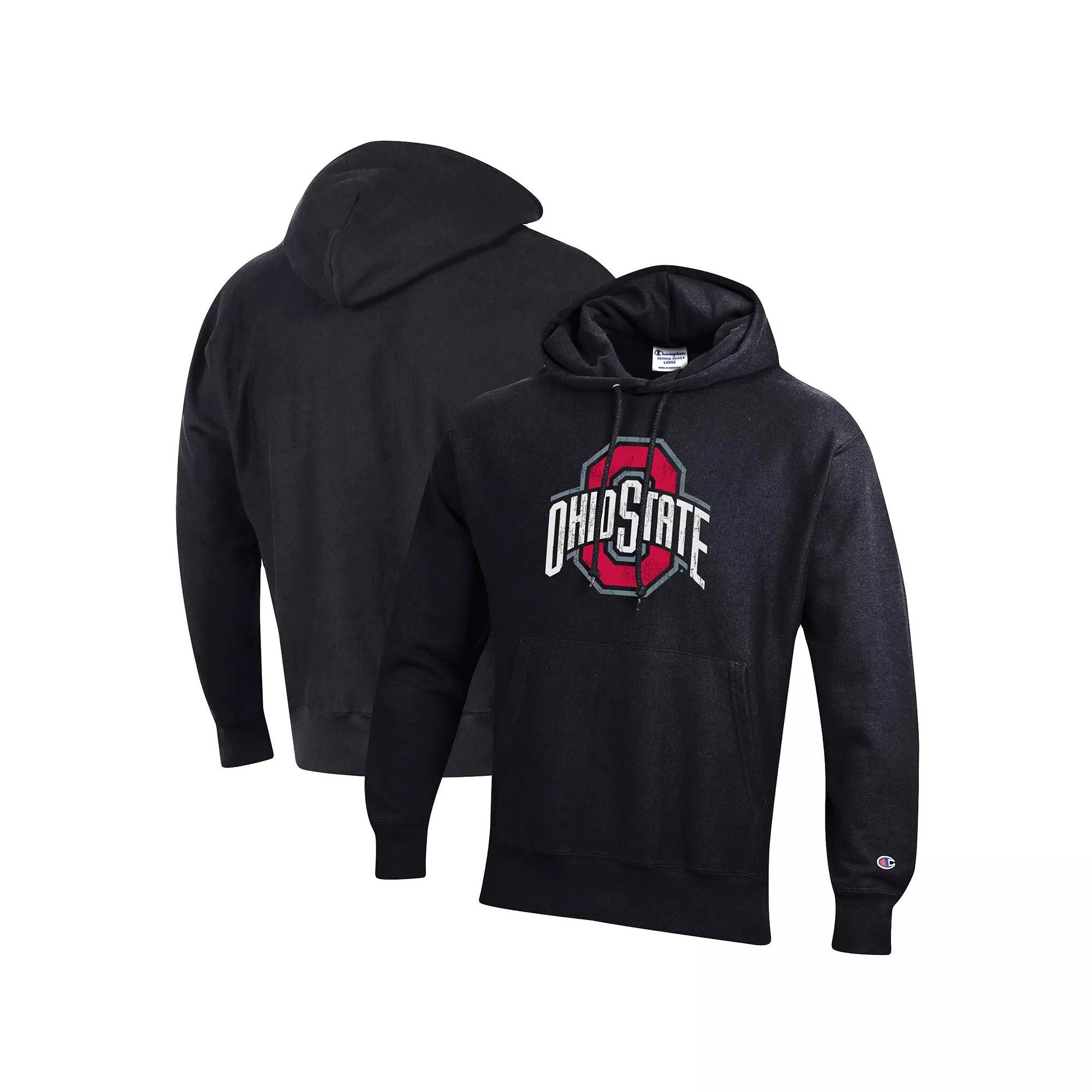 Men's Champion Black Ohio State Buckeyes Vault Logo Reverse Weave Pullover Hoodie,  Product Image
