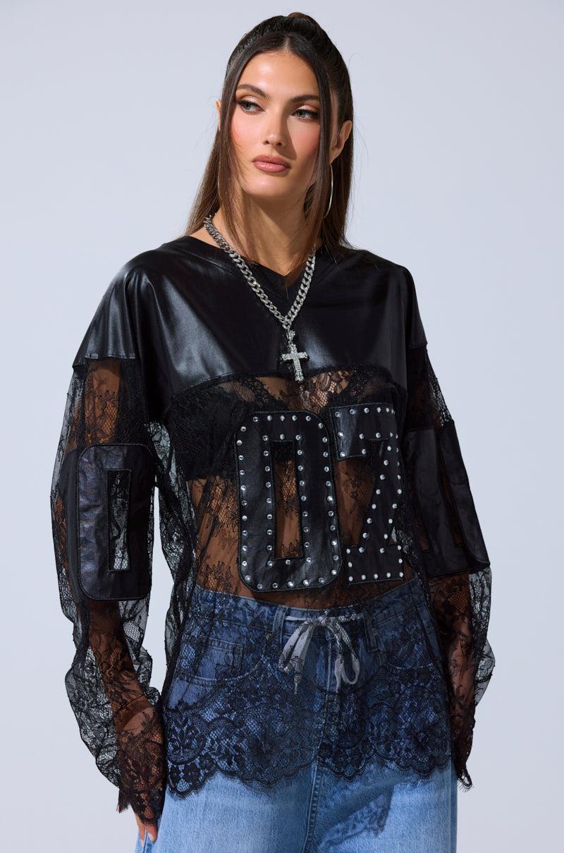 SHOW OFF LACE JERSEY TOP Product Image