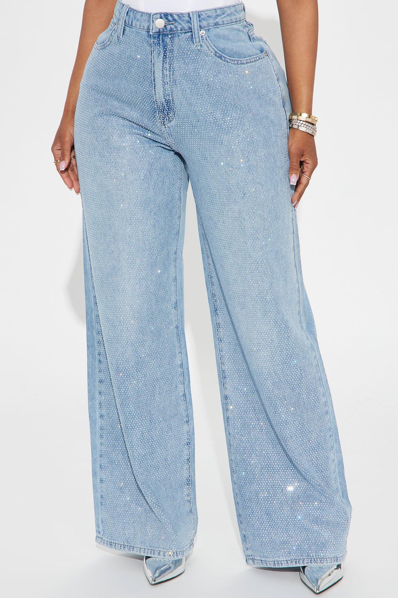 Better Perspective Embellished Baggy Jeans - Light Wash Product Image