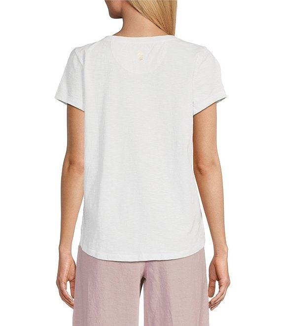 Tommy Bahama Tropical Bliss Printed Lux Organic Cotton Slub Jersey Crew Neck Sequin Embroidered T-Shirt Product Image