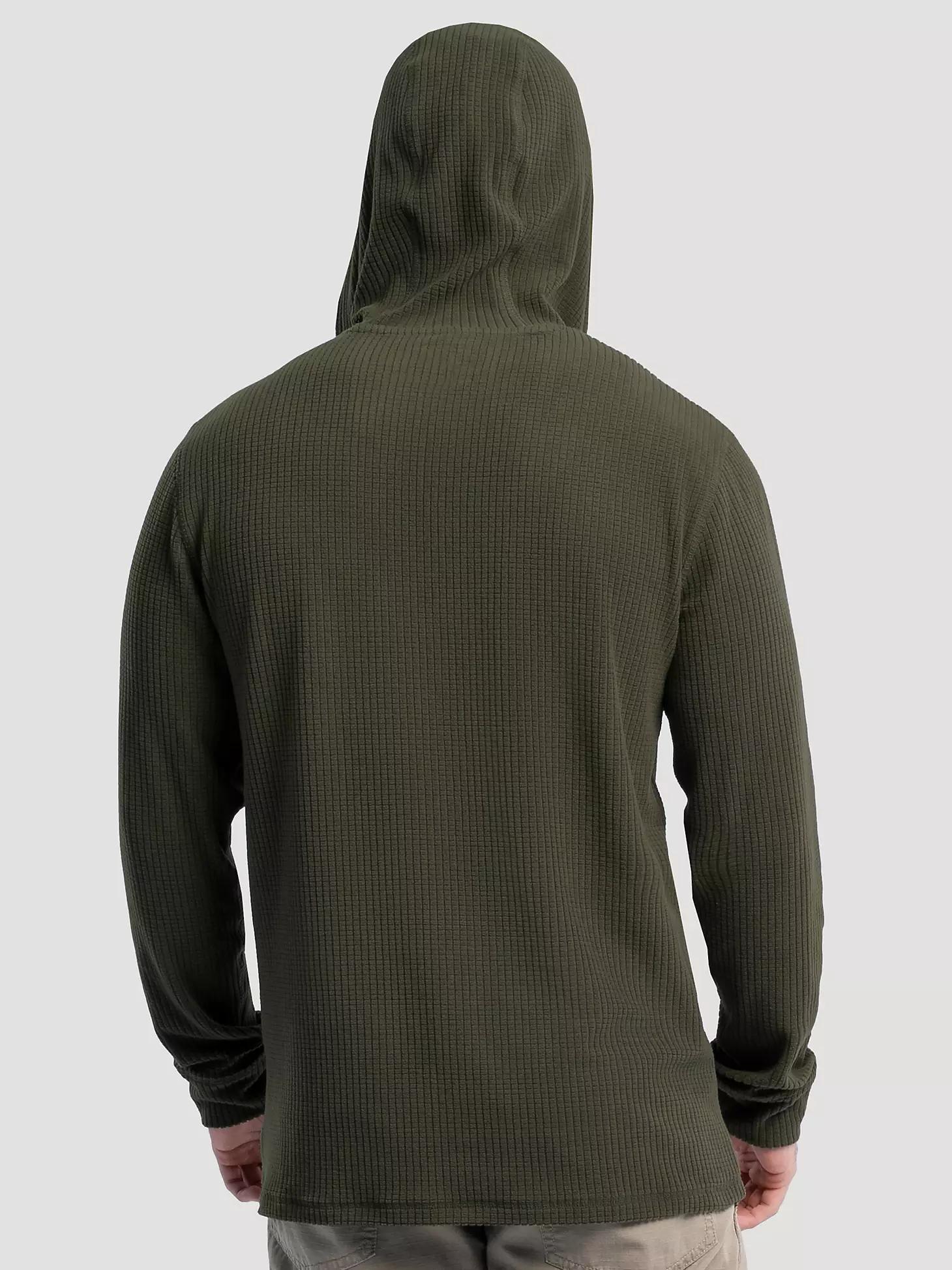 Men's Hooded Workwear Grid Fleece Henley in Olive Product Image