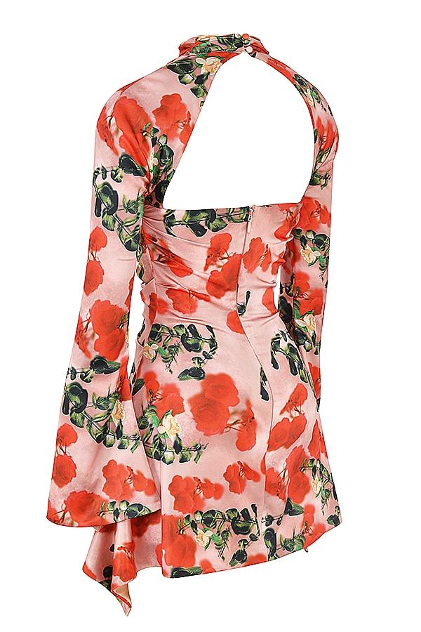 Toira  rose print draped corset dress Product Image