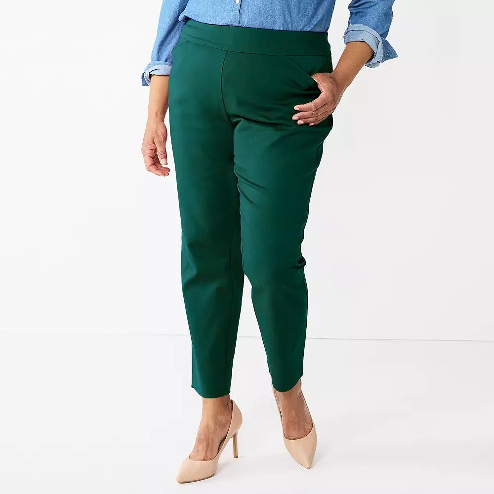 Plus Size Croft & Barrow® Effortless Stretch Pull-On Straight-Leg Pants, Women's, Size: 20 W, Prosperity Green Product Image