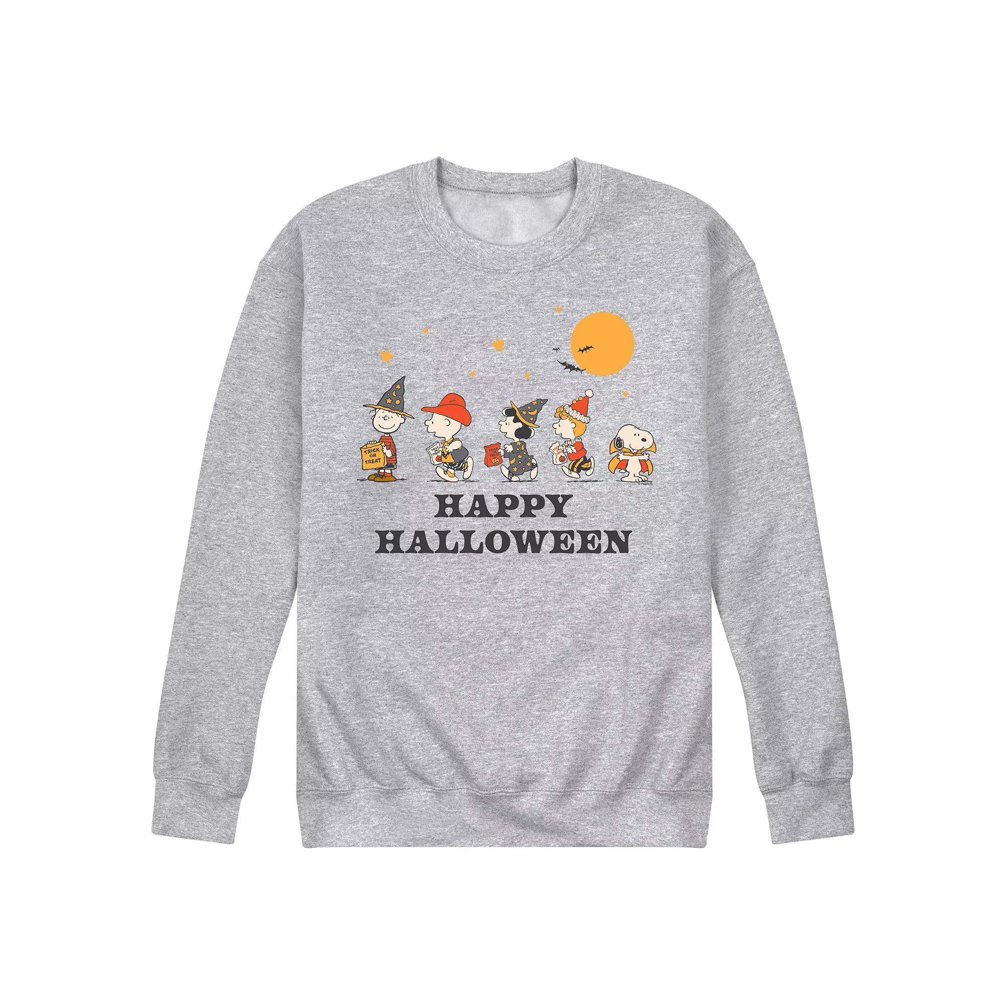 Men's Peanuts Pumpkin Retro Halloween Group Fleece Sweatshirt,  Product Image
