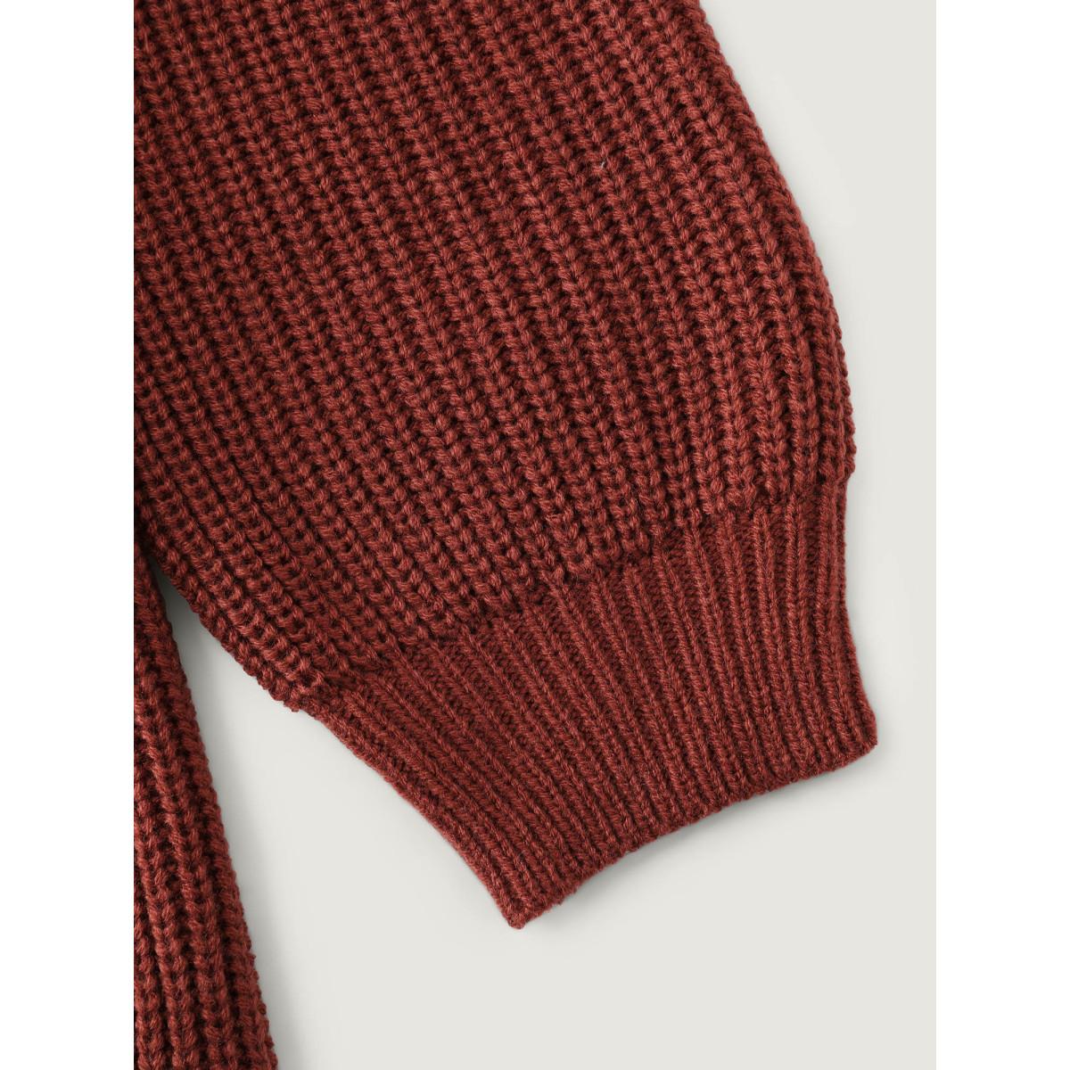 Plus Size Cableknit Raglan Sleeve Hooded Pullover Yellowishbrown Women Playful Loose Long Sleeve Hooded Casual Pullovers BloomChic 30/6X Product Image