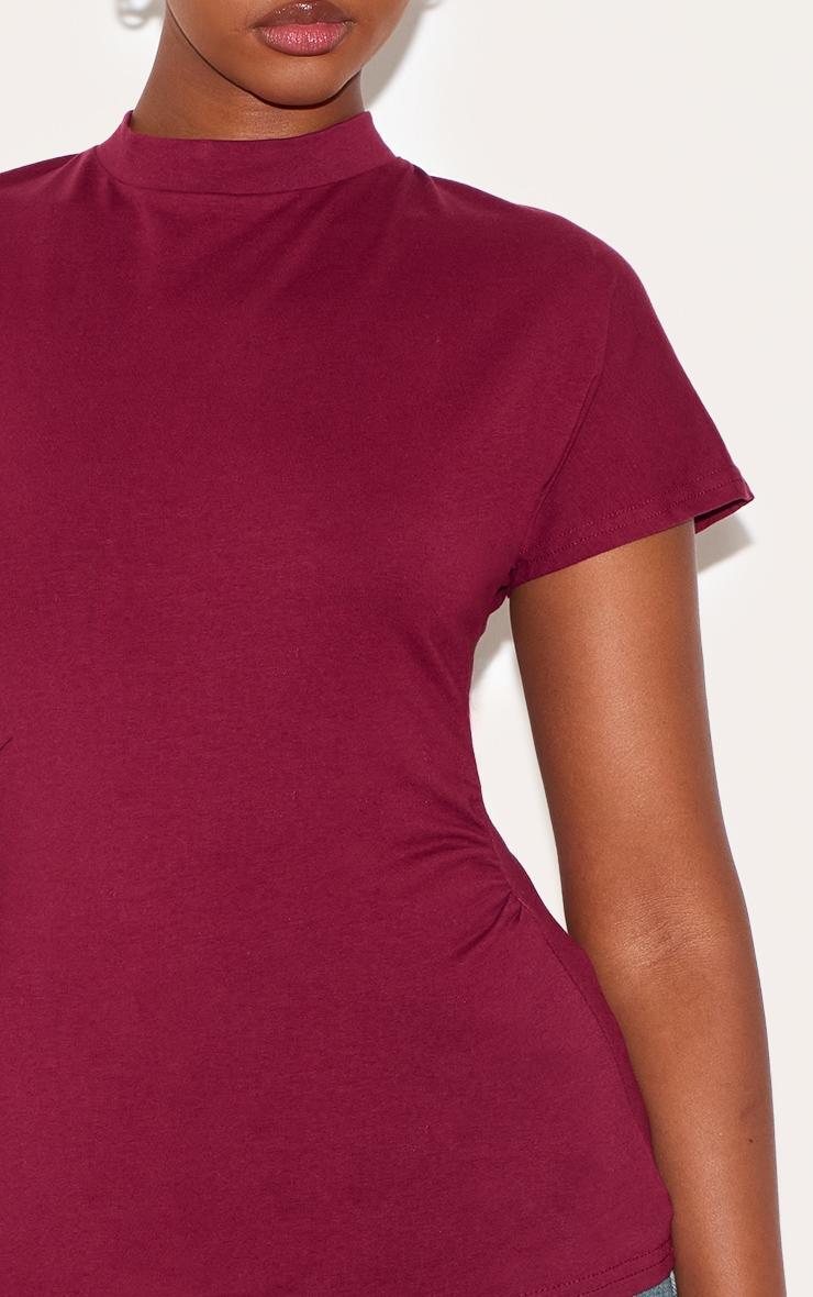 Wine Oversized Cinched Waist Detail T Shirt Product Image