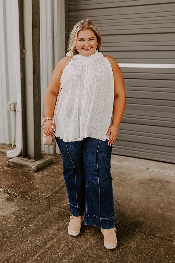 Lead Me Back To You Pleated Top in White Curves Product Image
