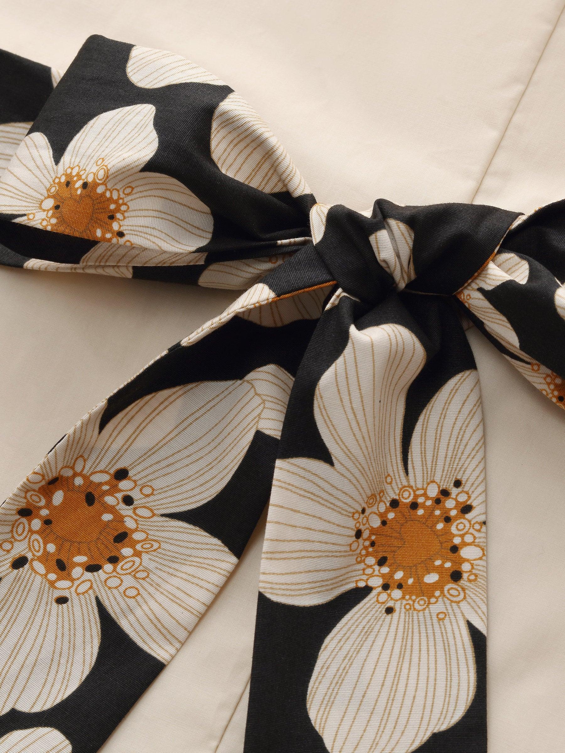 100% Cotton A-Line Women Maxi Dress With Two Tie Belts Product Image