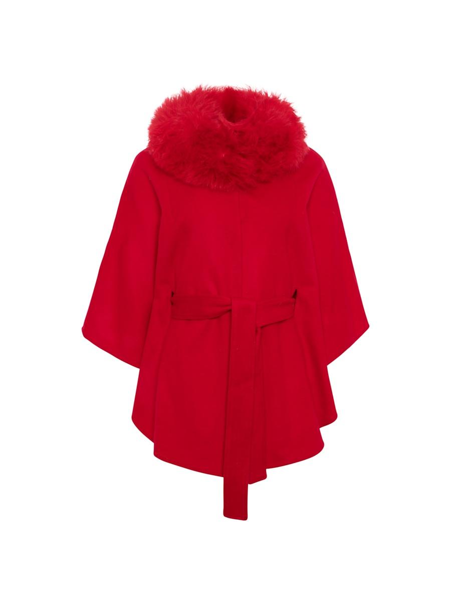 Womens Select Wool Belted Cape with Select Lamb Collar Product Image