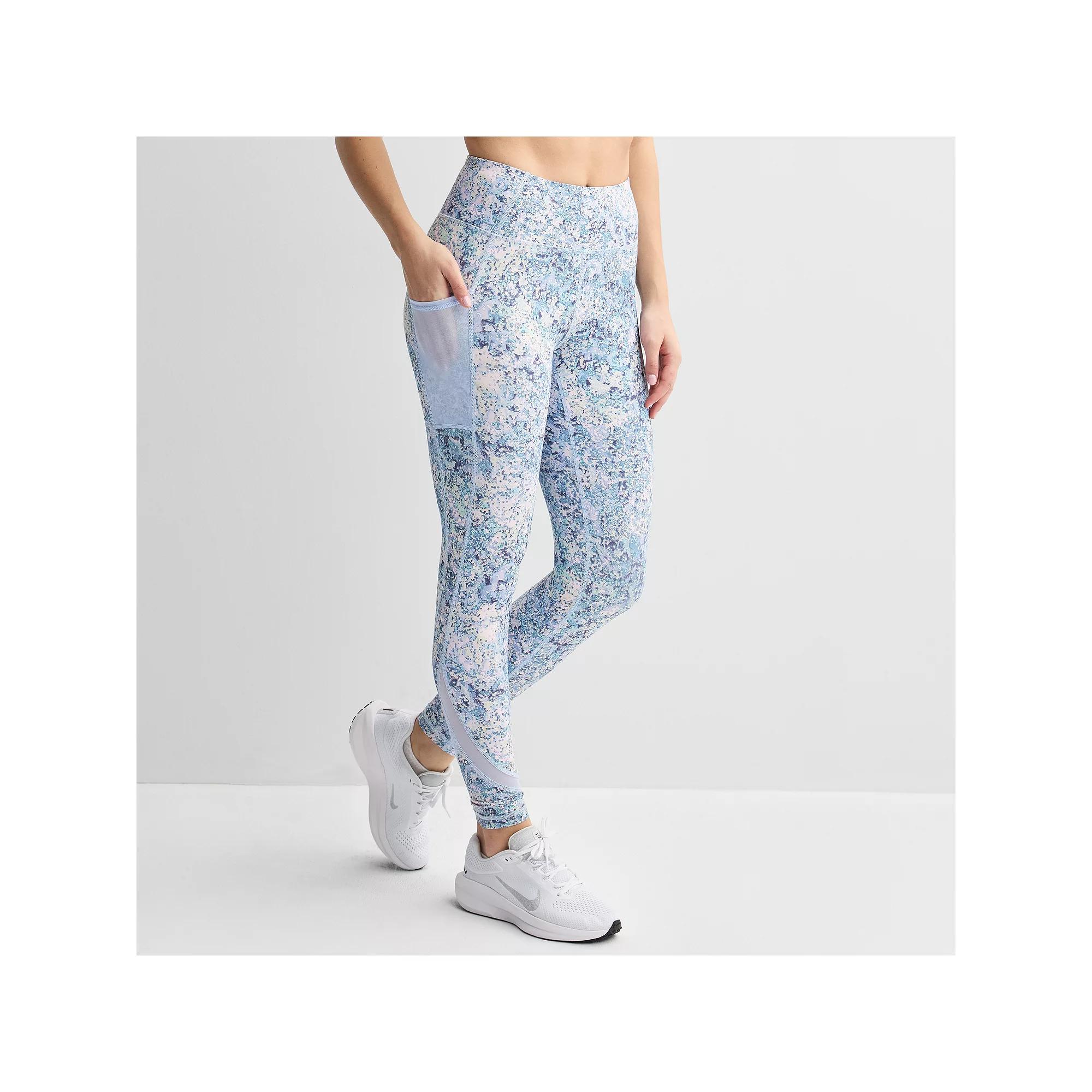 Women's Tek Gear® Ultrastretch Mesh Pieced 7/8 Leggings, Size: Large, Blue Spots Product Image