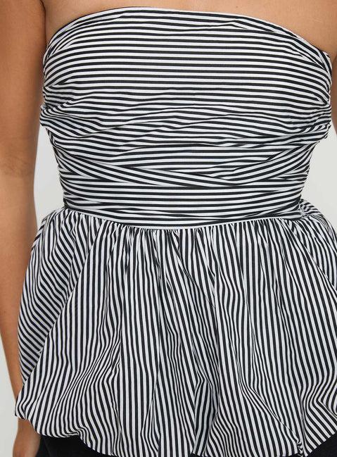 Selenea Bubble Hem Top Black / White Product Image