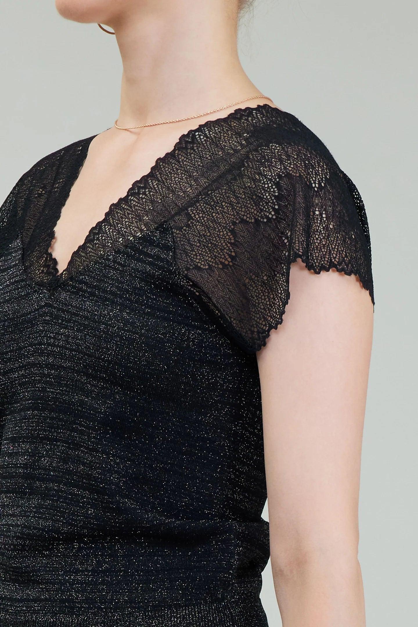 V Neck Woven Combo Sweater Product Image