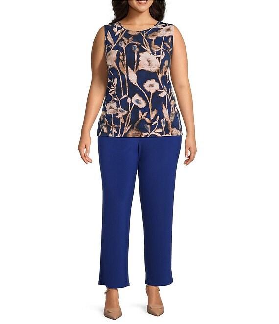 Investments Plus Bellwether Blue Pull-On Soft Straight Leg Pants Product Image