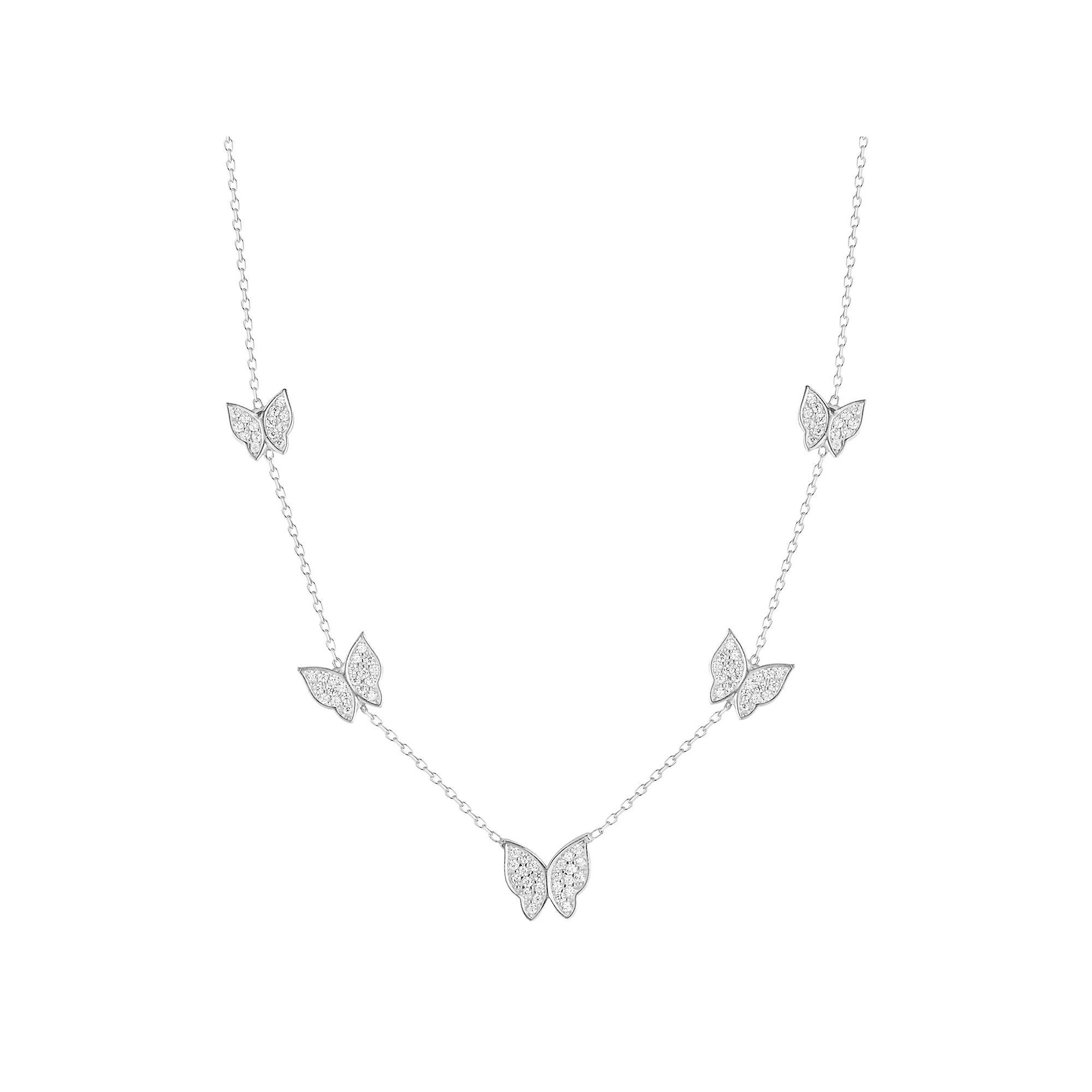 Sunkissed Sterling Cubic Zirconia Butterfly Charm Necklace, Women's, Rose Gold Tone Product Image