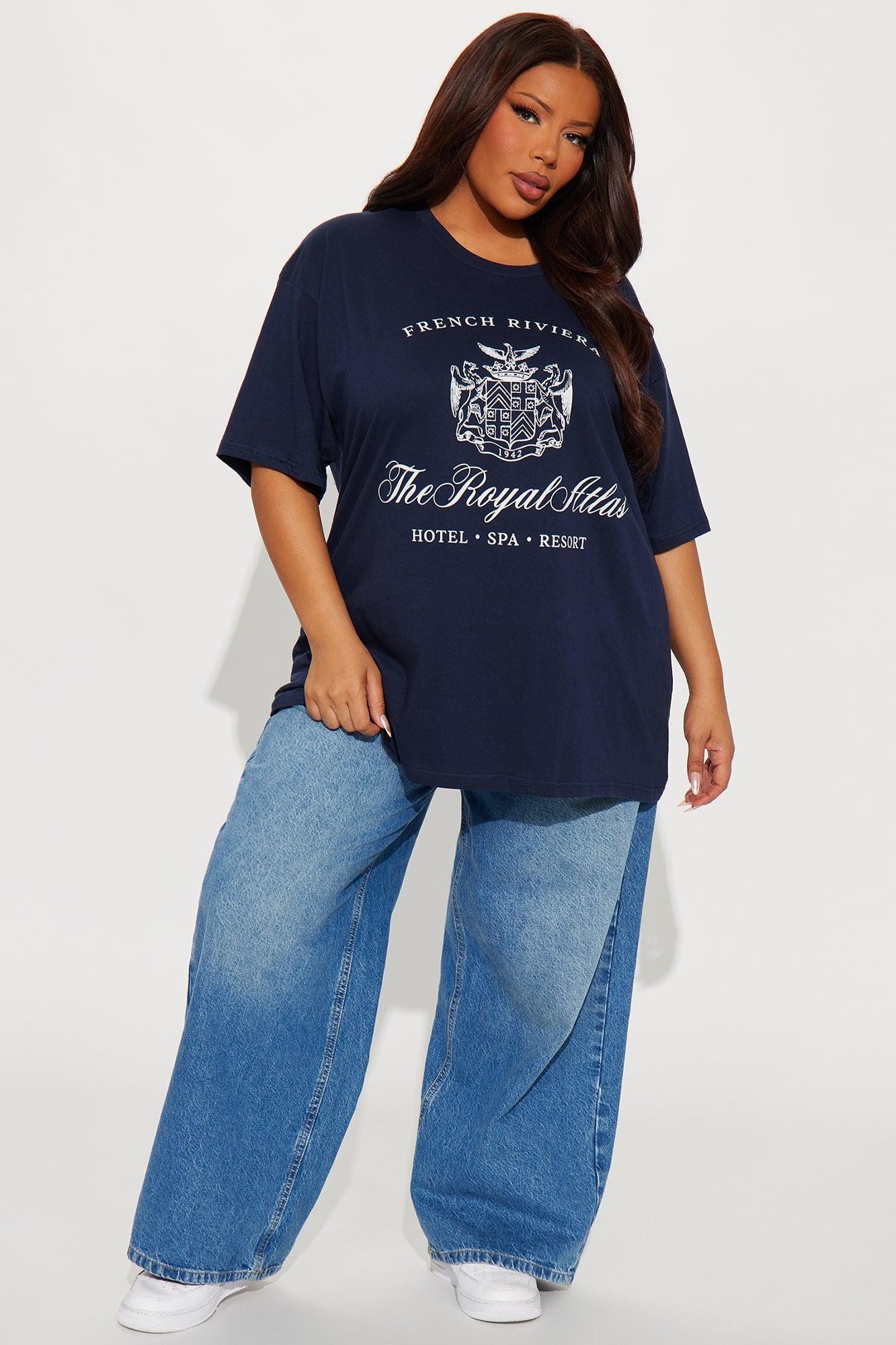French Riveria Oversized Tee - Navy Product Image