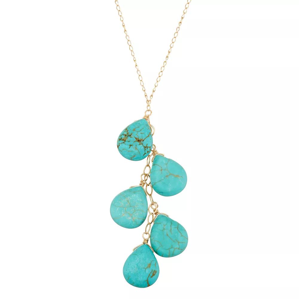 14k Gold Turquoise Y Necklace, Women's, Size: 17", Blue Product Image