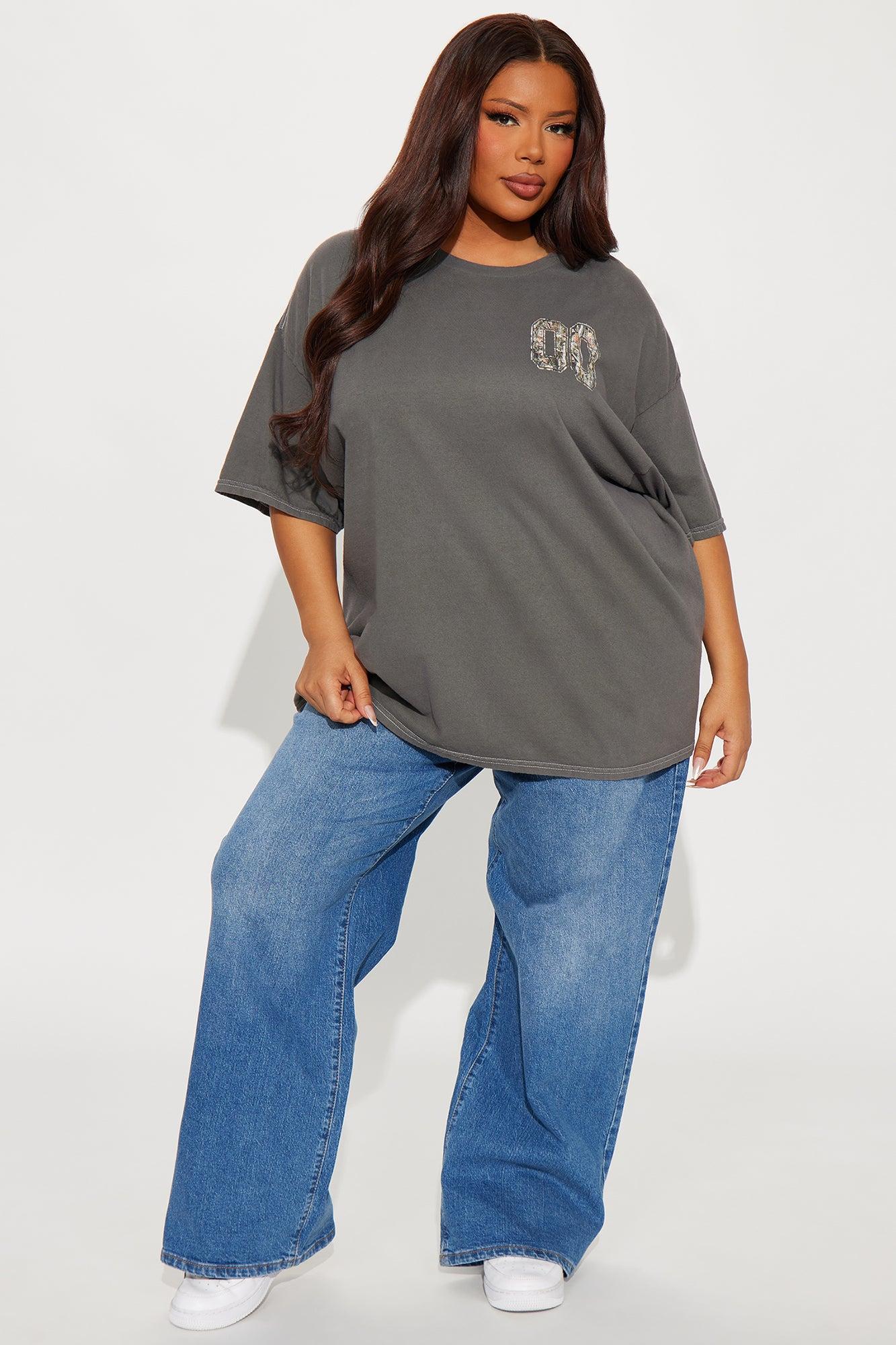 Lexi Camo Washed Oversized Tee - Charcoal Product Image