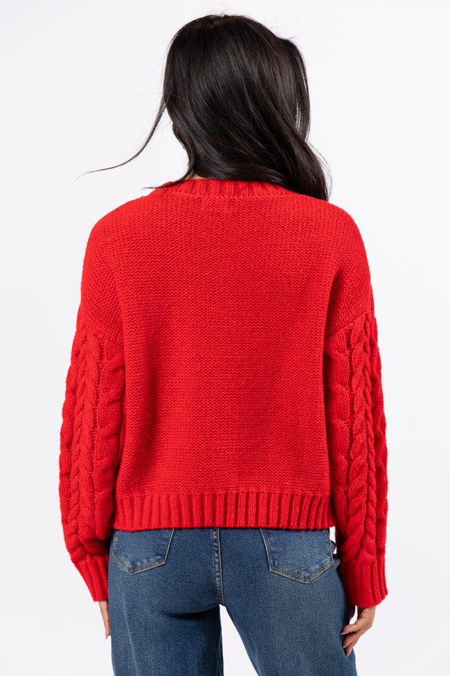 A Cozy Place Red Cable Knit Crew Neck Sweater FINAL SALE Product Image