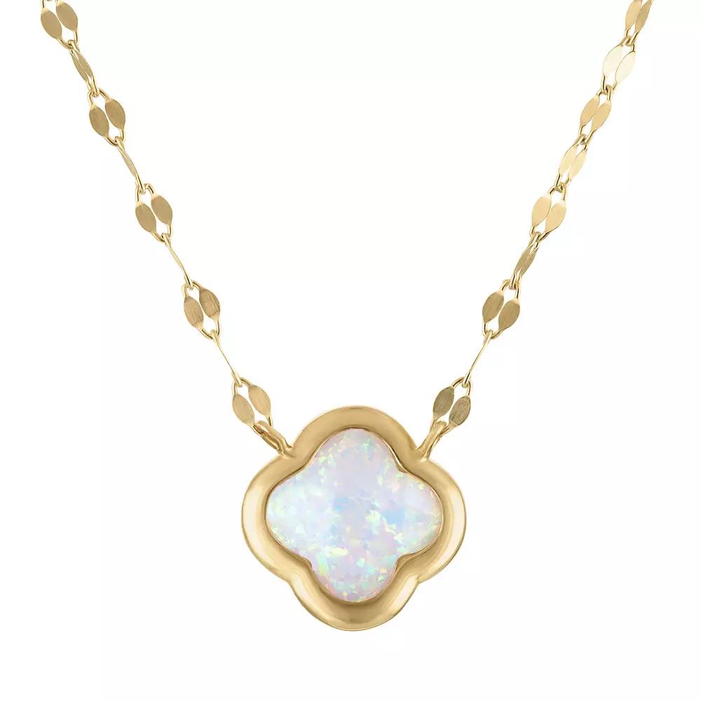 Tiara 10k Gold Gemstone Clover Pendant Necklace, Women's, Size: 18", Created White Product Image