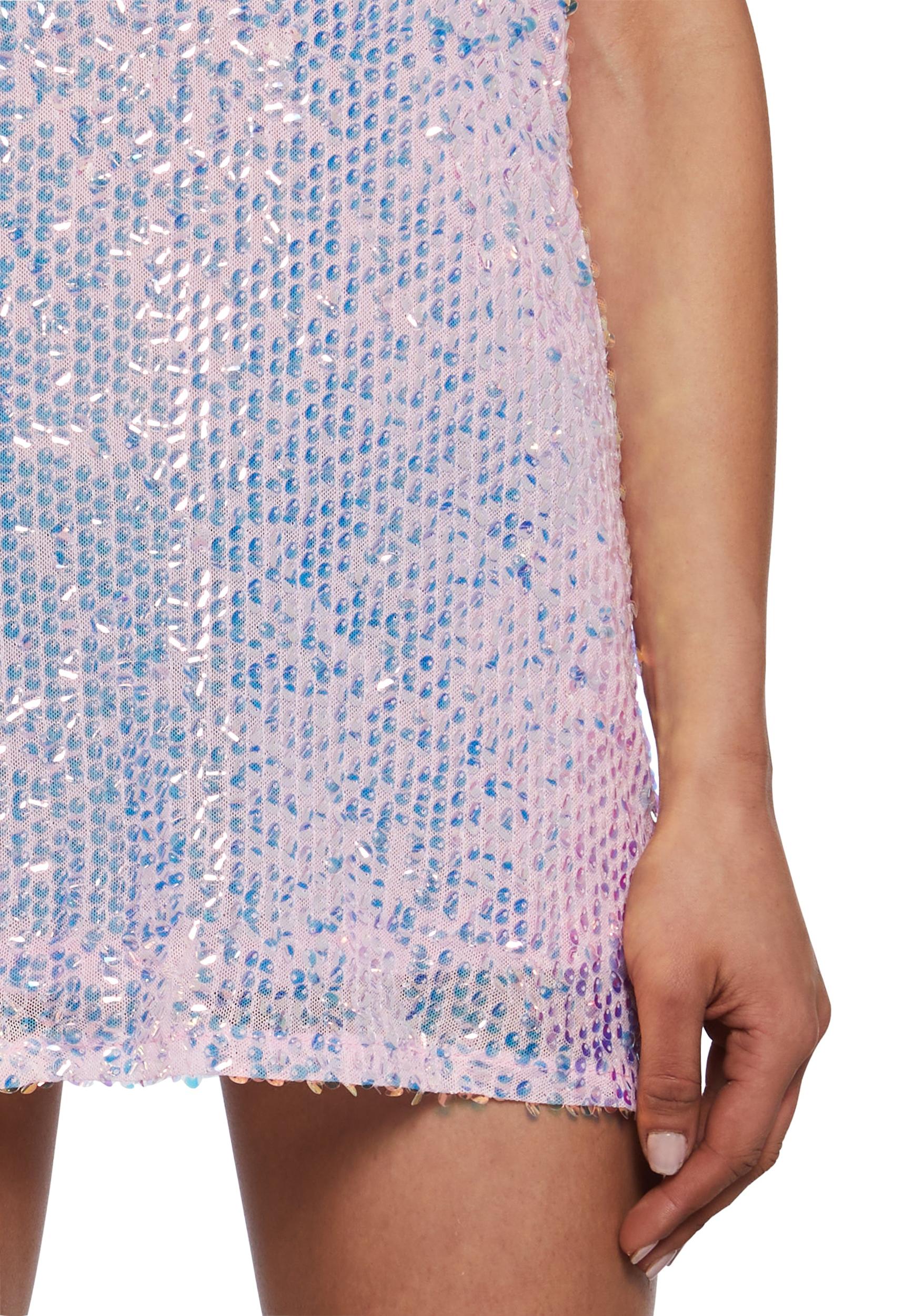 Womens Sexy Sequin Holographic Mini Shift Dress Club Exx - Pink Product Image