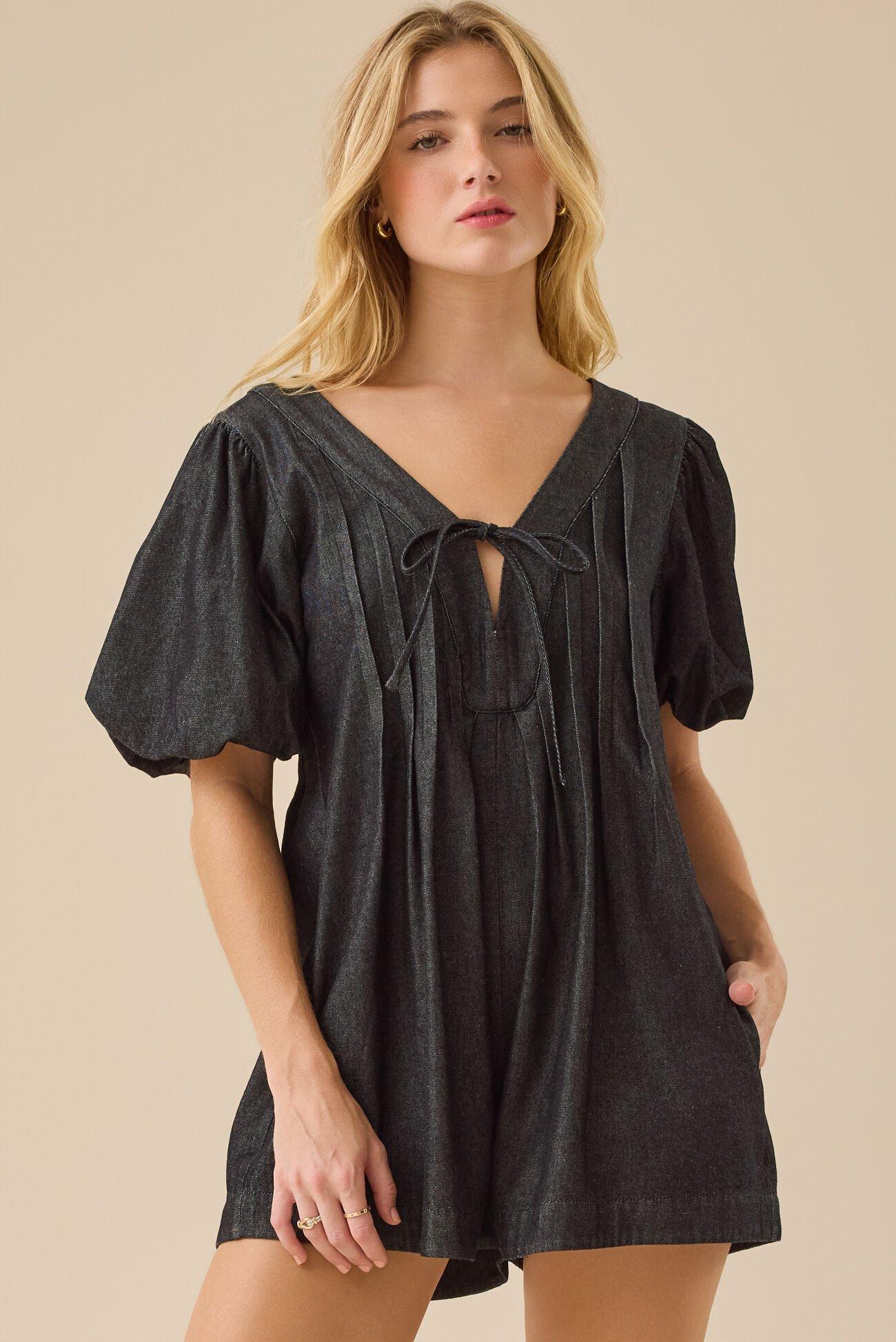 Evie Puff Sleeve Romper Product Image