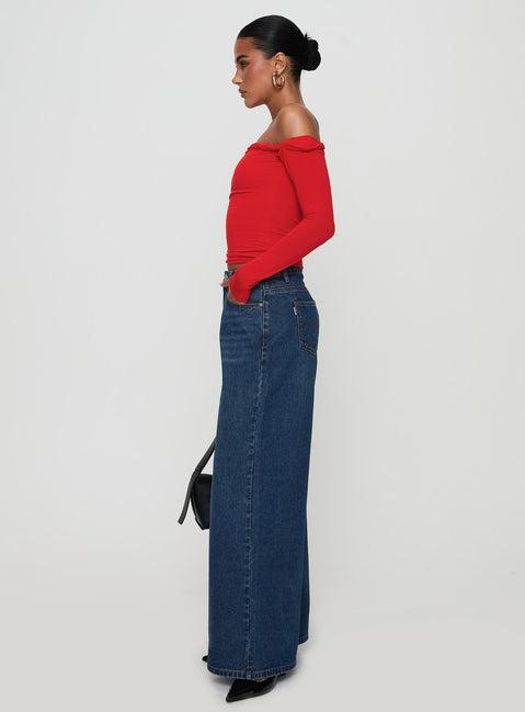 Naylor Rip Wide Leg Jeans Dark Blue Wash Product Image