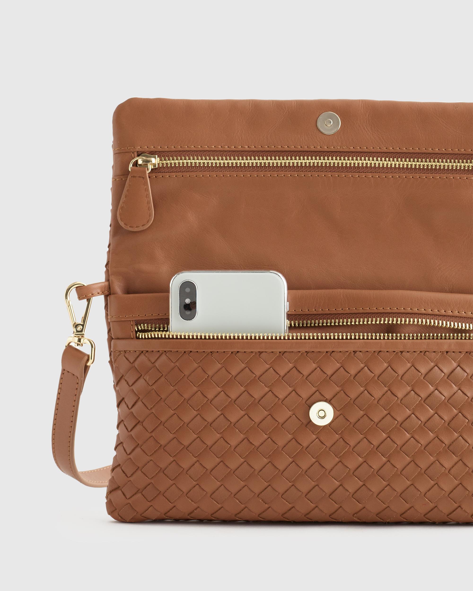 Quince | Women's Italian Leather Handwoven Convertible Clutch Product Image