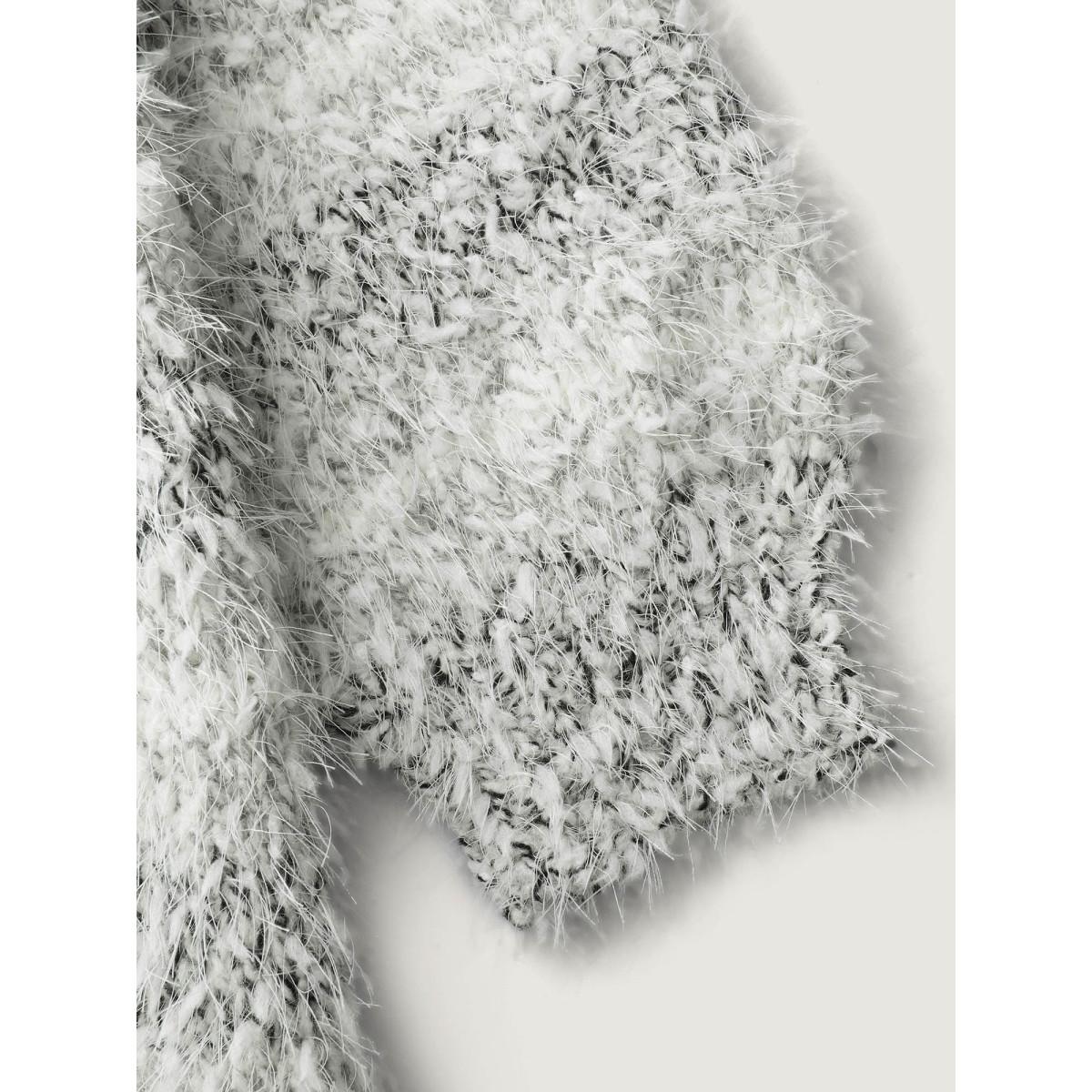 Plus Size Plush Textured Striped Knit Cardigan LightGray Women Playful Loose Long Sleeve Casual Cardigans BloomChic 22-24/3X Product Image